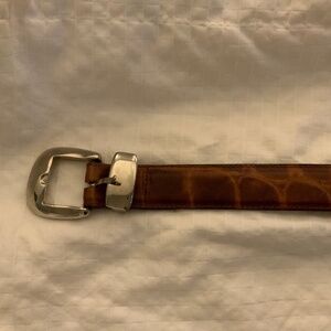 Skinny women’s alligator skin brown and silver belt size M